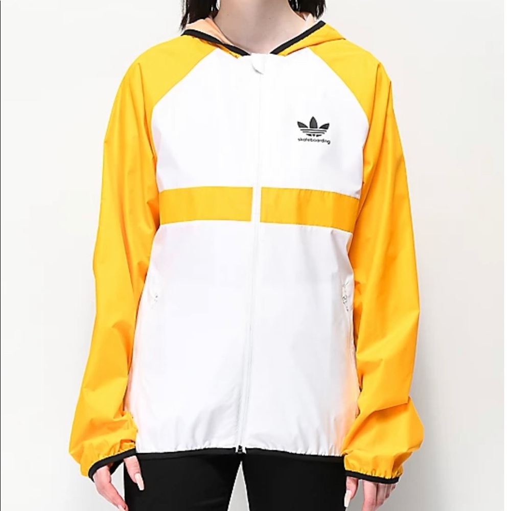 Adidas Yellow And White Windbreaker Jacket